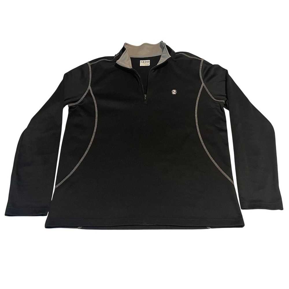 00624 - IZOD Golf Black 1/4 Zip Pullover Long Sleeve‎ Performance Shirt Men's L